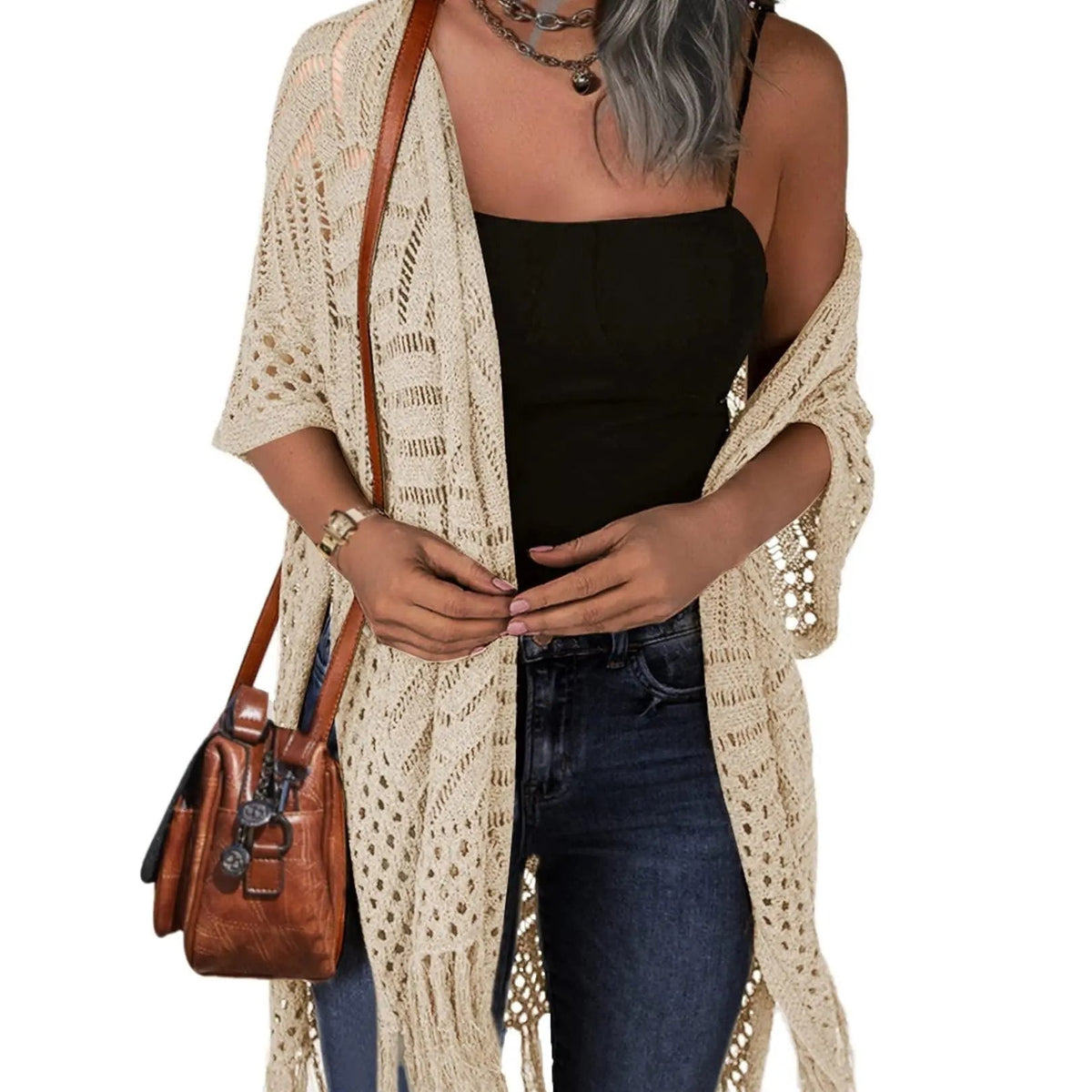 💝 LIMITED-TIME 50% OFF! ✨Women’s Oversized Knit Cardigan – Lightweight Crochet Tassel Kimono for Spring & Summer 🌸