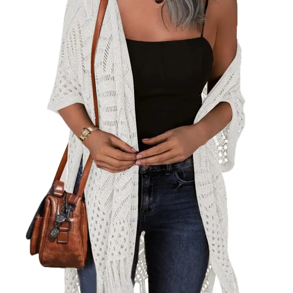 💝 LIMITED-TIME 50% OFF! ✨Women’s Oversized Knit Cardigan – Lightweight Crochet Tassel Kimono for Spring & Summer 🌸