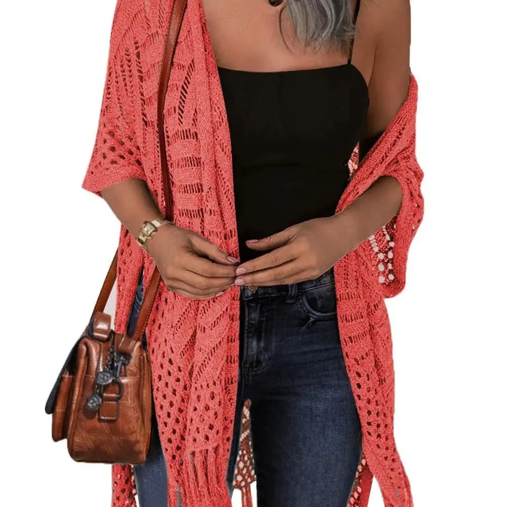 💝 LIMITED-TIME 50% OFF! ✨Women’s Oversized Knit Cardigan – Lightweight Crochet Tassel Kimono for Spring & Summer 🌸