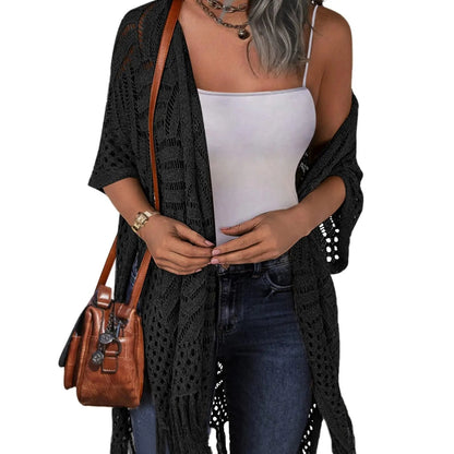 💝 LIMITED-TIME 50% OFF! ✨Women’s Oversized Knit Cardigan – Lightweight Crochet Tassel Kimono for Spring & Summer 🌸
