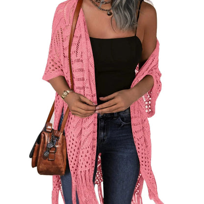 💝 LIMITED-TIME 50% OFF! ✨Women’s Oversized Knit Cardigan – Lightweight Crochet Tassel Kimono for Spring & Summer 🌸