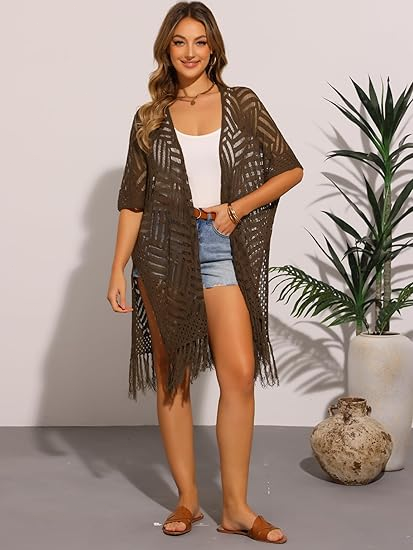 💝 LIMITED-TIME 50% OFF! ✨Women’s Oversized Knit Cardigan – Lightweight Crochet Tassel Kimono for Spring & Summer 🌸