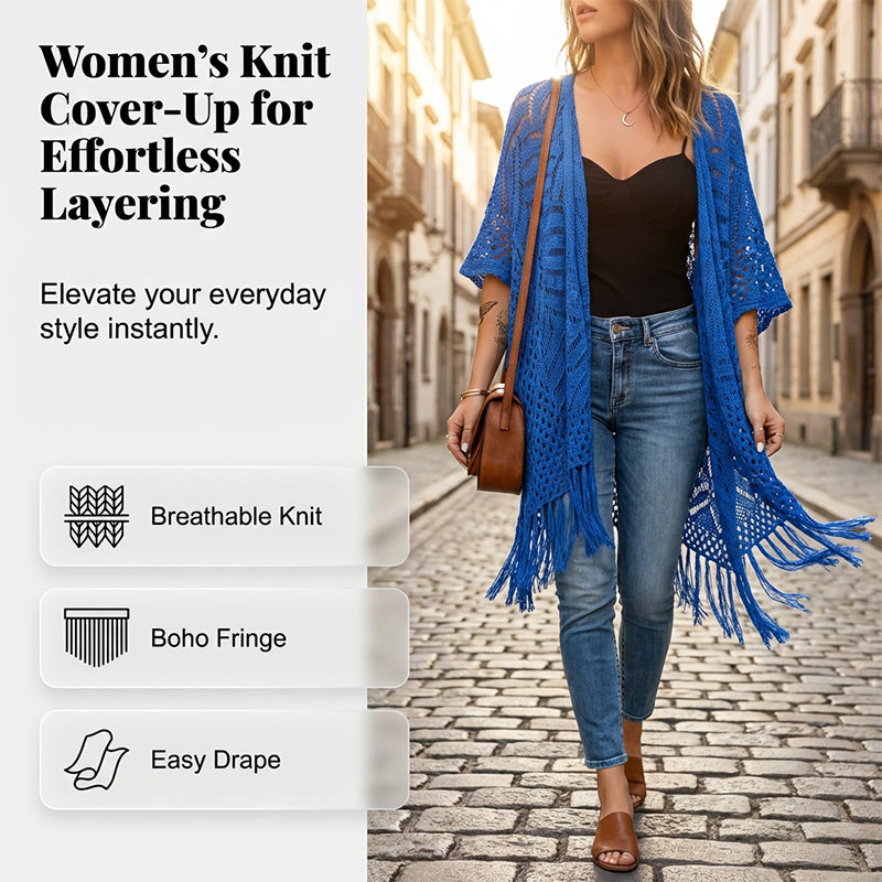 💝 LIMITED-TIME 50% OFF! ✨Women’s Oversized Knit Cardigan – Lightweight Crochet Tassel Kimono for Spring & Summer 🌸